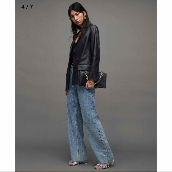 NWT Allsaints Orion Relaxed Fit Leather Blazer - Picture 5 of 6